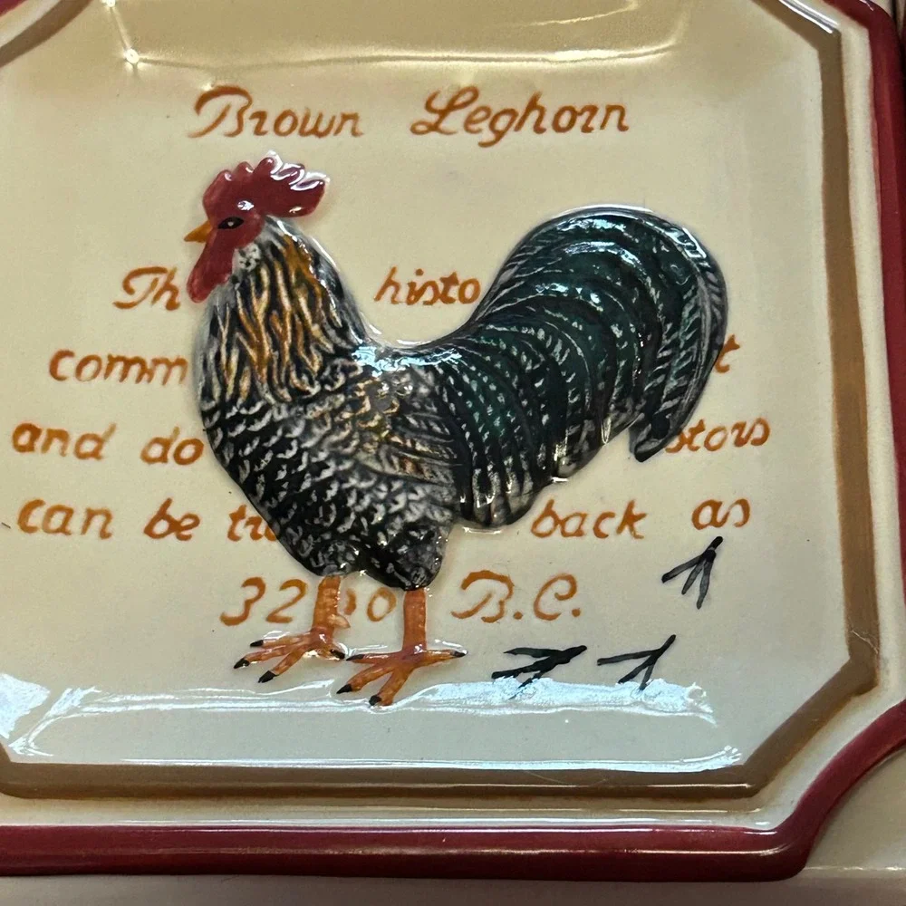 Set of 4 Vintage MWW Market Rooster Mini Plates 4.5 Cockerel Leghorn Cuckoo NEW